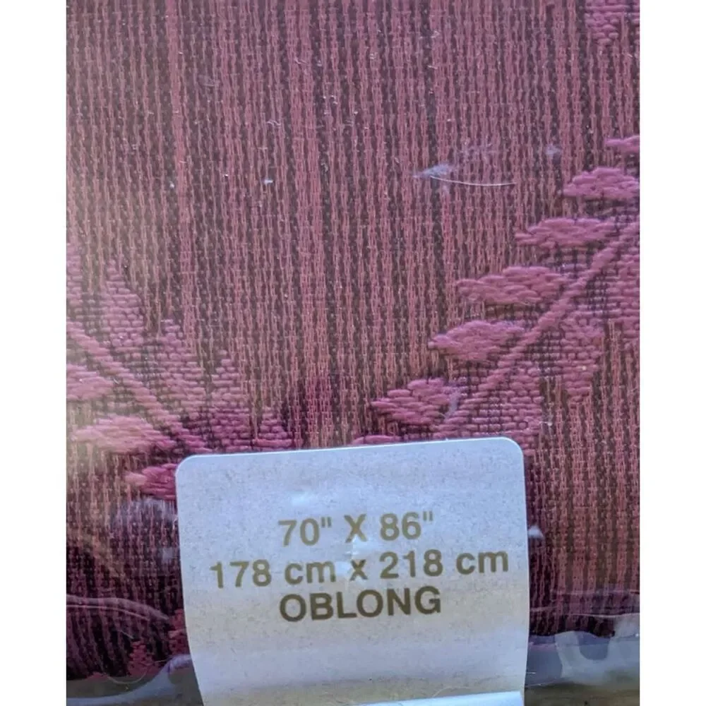 Lenox Laurel Leaf Red Cotton Blend Rectangular Tablecloth 70x86